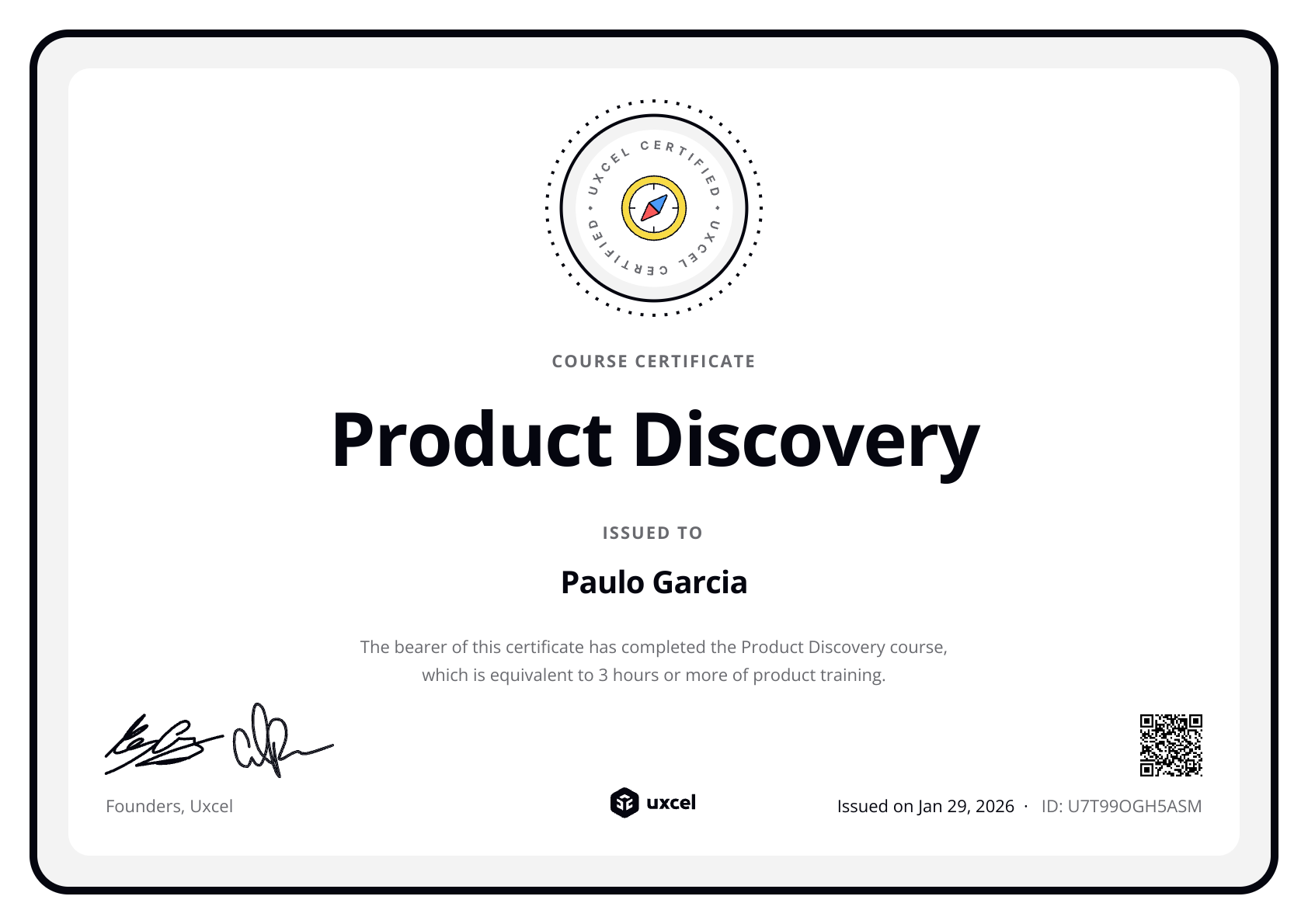 Paulo Garcia's certificate